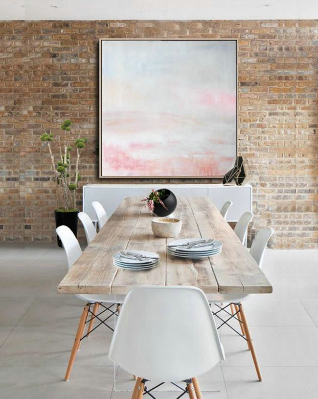 Huge Abstract Painting On Canvas,Oversized Abstract Painting,Oversized Custom Canvas Art,White,Gray,Pink.etc